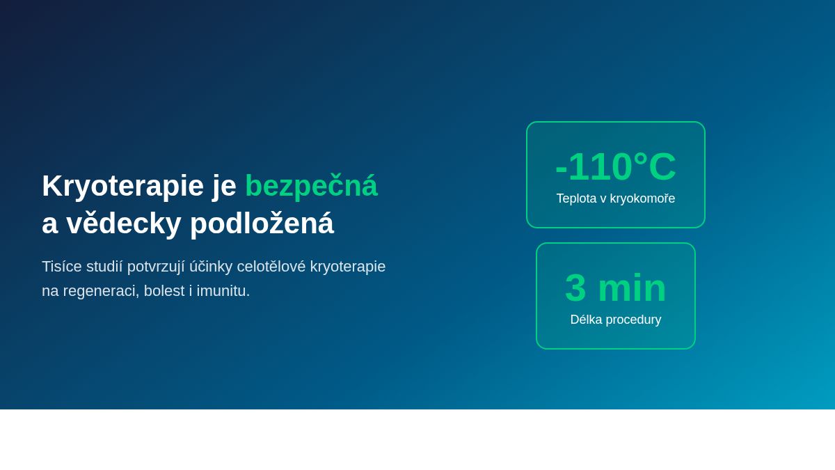 Kryoterapie je bezpečná a vědecky podložená metoda