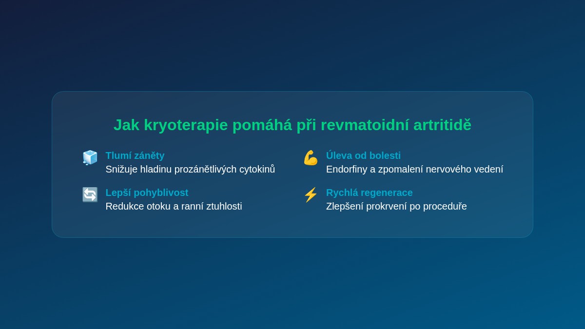 Benefity kryoterapie při revmatoidní artritidě – protizánětlivý účinek, úleva od bolesti, lepší pohyblivost