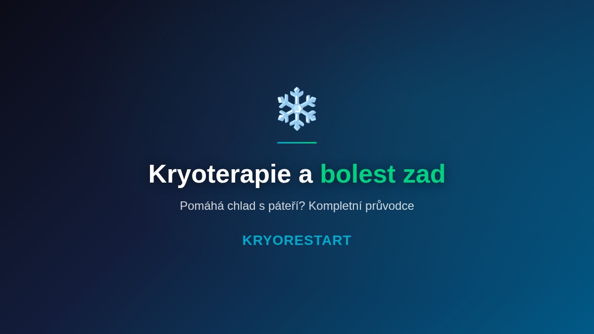 Kryoterapie a bolest zad – pomáhá chlad s páteří