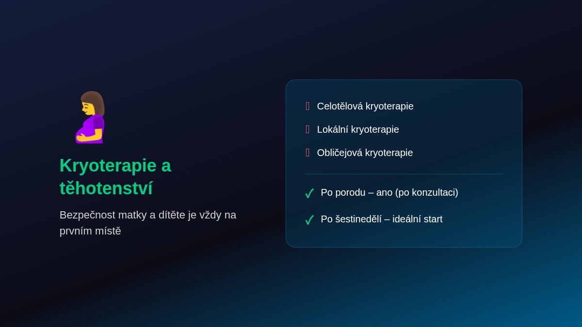 Kryoterapie v těhotenství - přehled kontraindikací a kdy je bezpečné začít