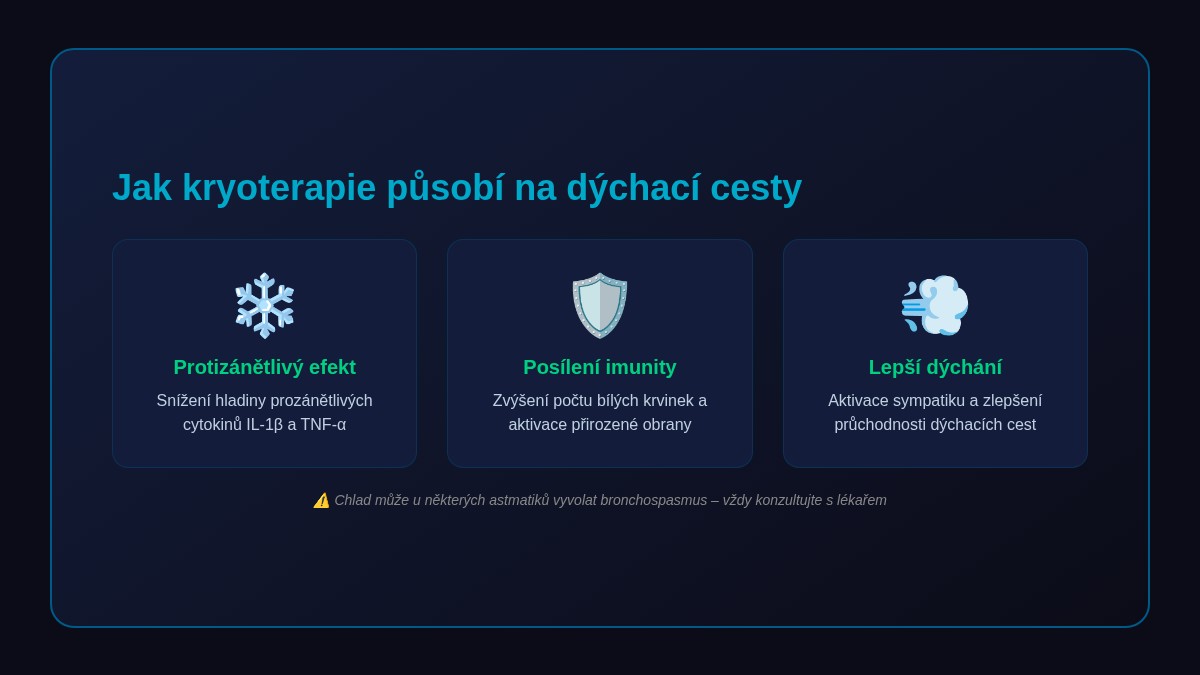 Jak kryoterapie působí na dýchací cesty – protizánětlivý efekt, posílení imunity a lepší dýchání